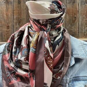 Pink & Brown Paisley Wild Rag Scarf